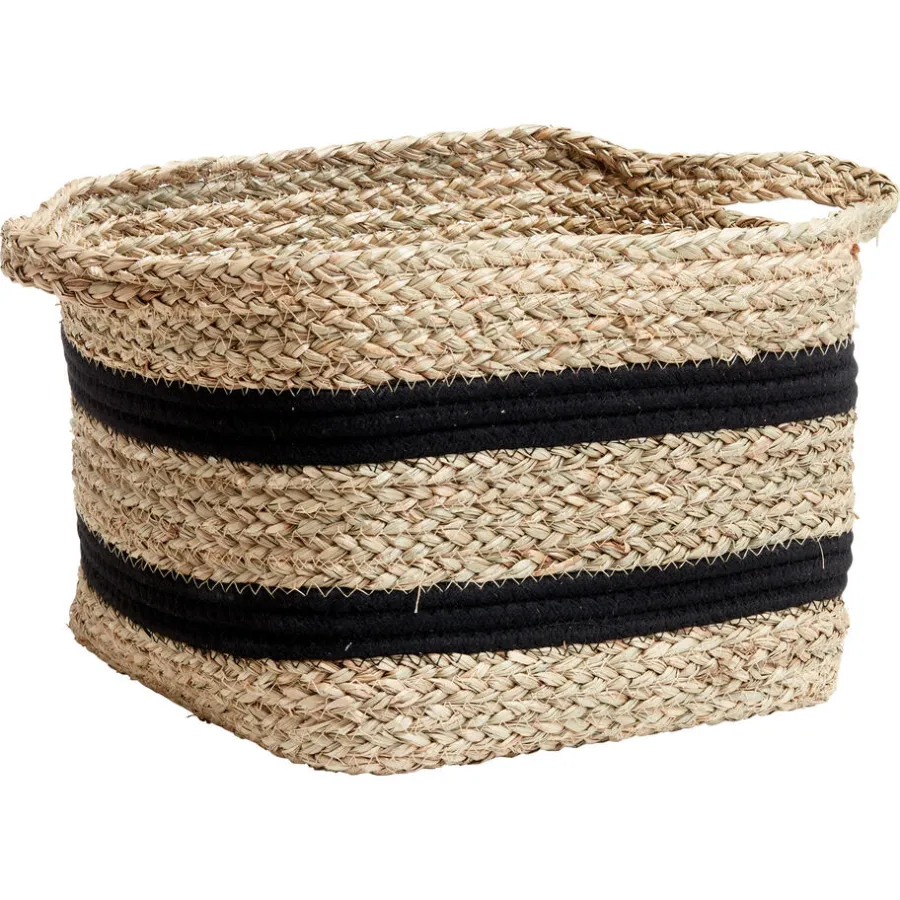 Mand Lorrach Zwart Naturel 28x28x21 cm^ Discount