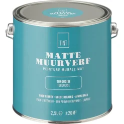 Muurverf Mat Turquoise 2.5 l^ New