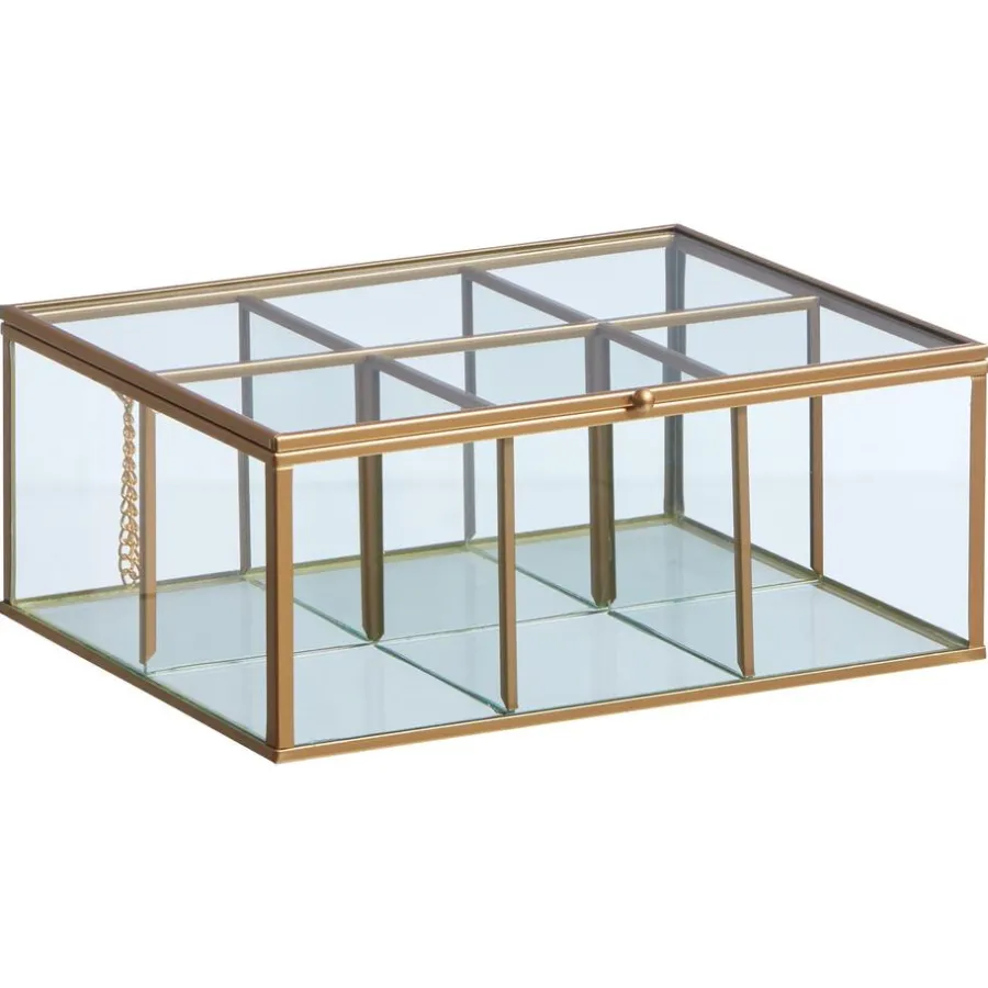 Theedoos Glas Goud^ New