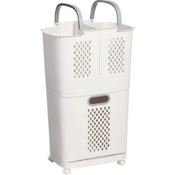 Wasmand 3-Vakken 70 Liter Beige^ Best