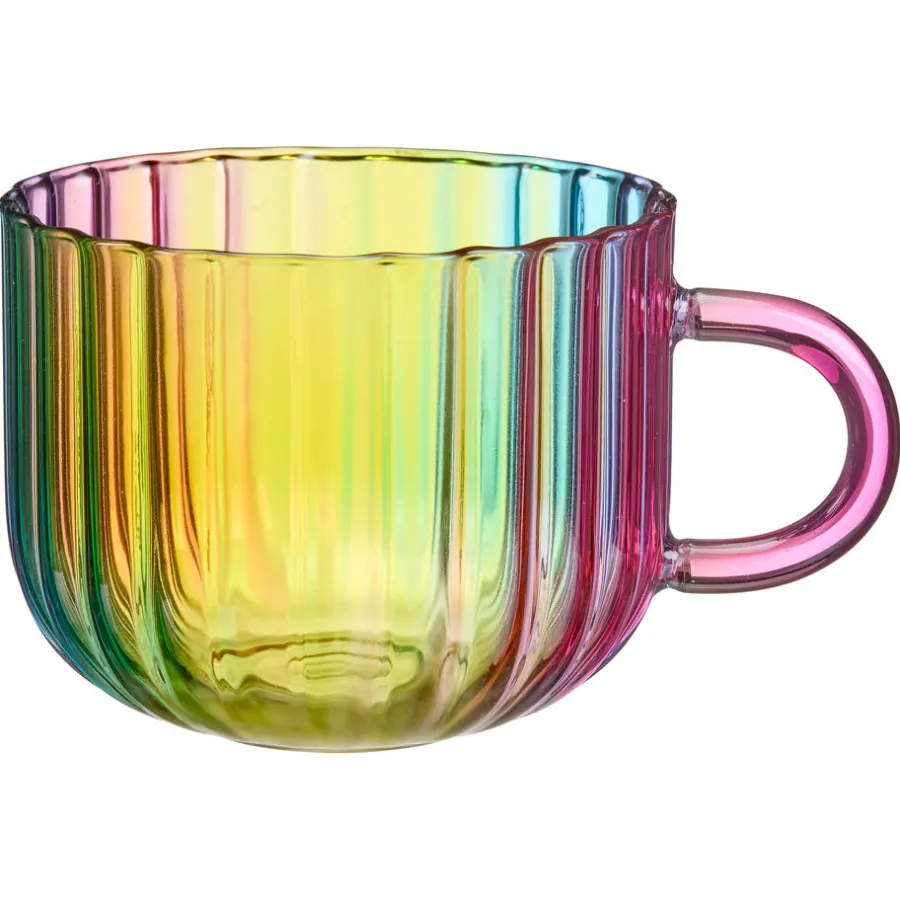 Waterglas Met Oor Ribbel Multicolor - 420 ml^ Hot